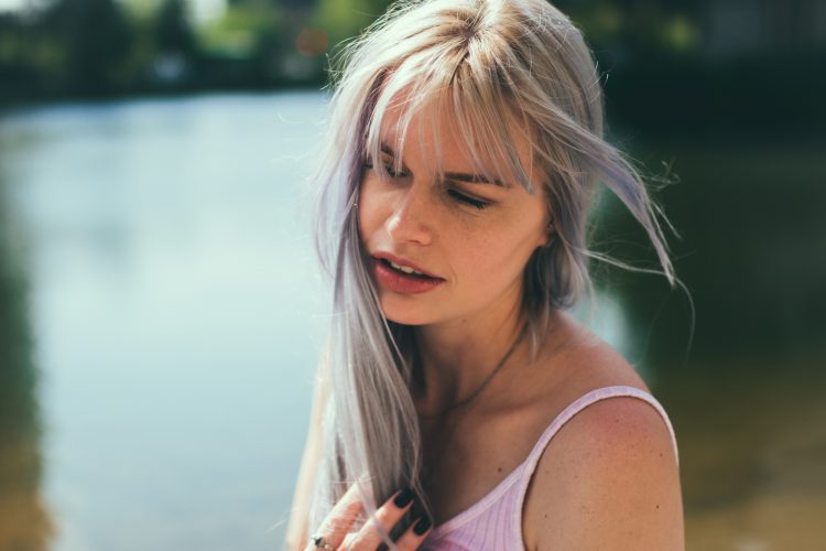 woman with long gray hair