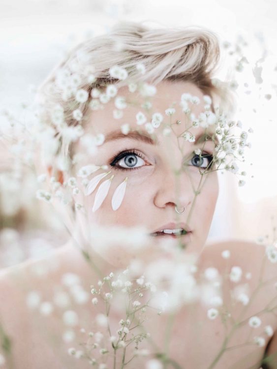woman with flowers